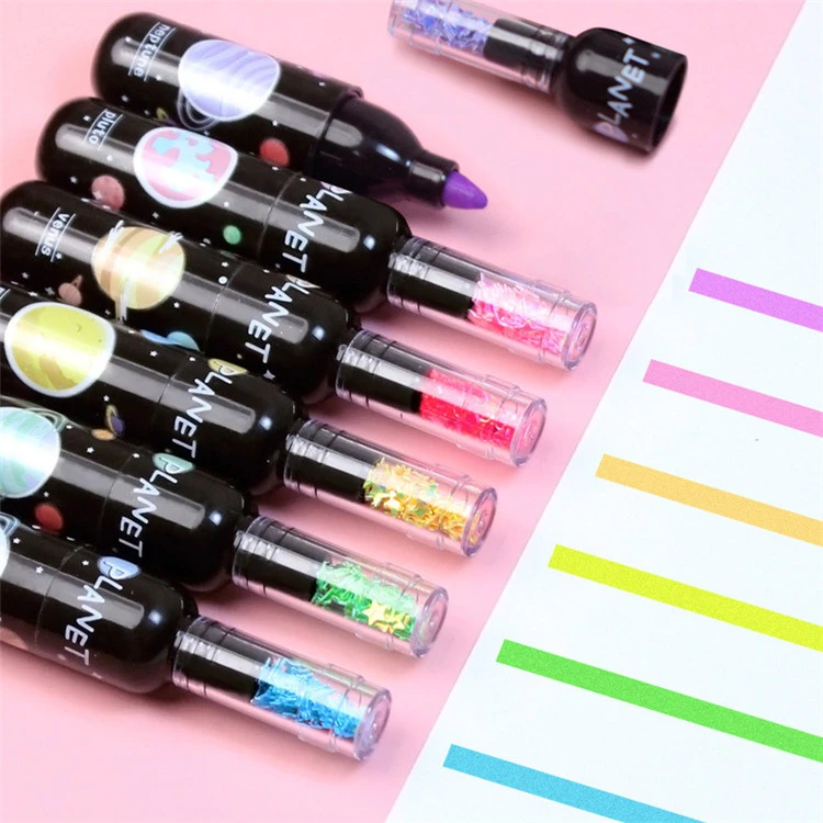 6 stk Cute Planet Wine Bottle Mini Highlighter