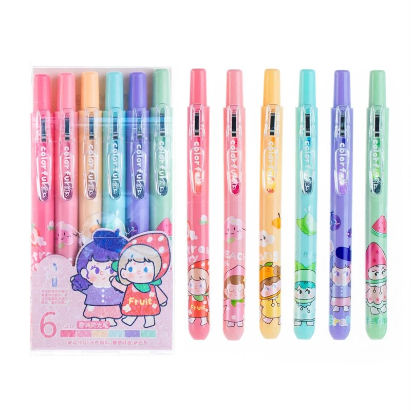 6 stk Retractable Fruit Ilmandi Highlighter