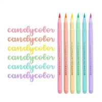 6 Litir Soft Brush Fluorescence Pen Set Art Color Highlighter