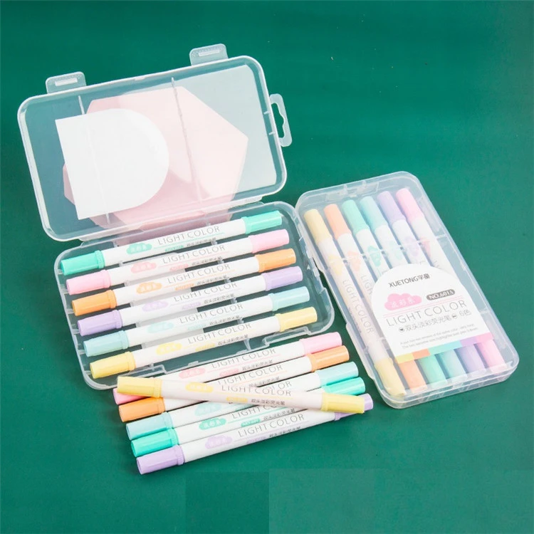 6 stk Pastel litir hápunktarar með tveimur oddum