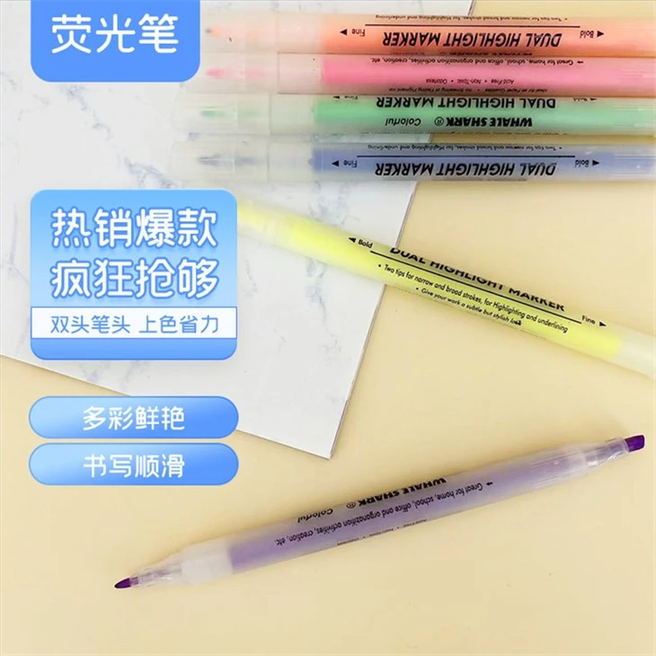 6 stk Set Mild Colors Double Tip Highlighter